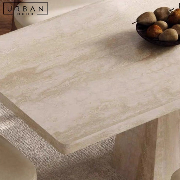 DAMIER Modern Travertine Dining Table