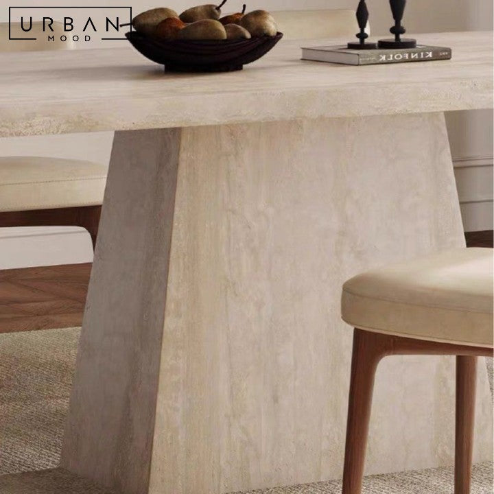 DAMIER Modern Travertine Dining Table