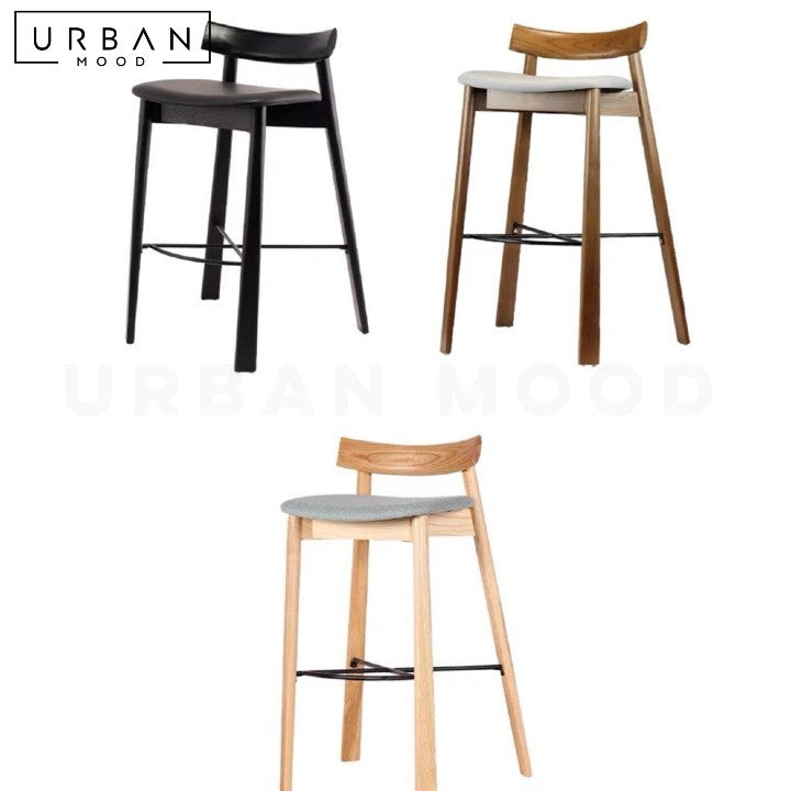 DANIELA Scandinavian Solid Wood Bar Stool