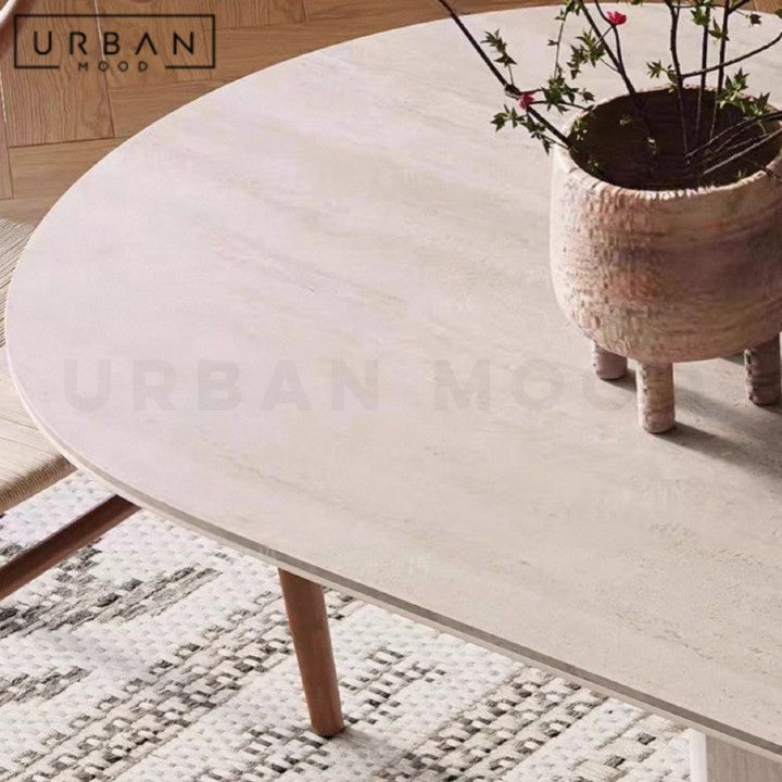 DARLY Modern Travertine Dining Table