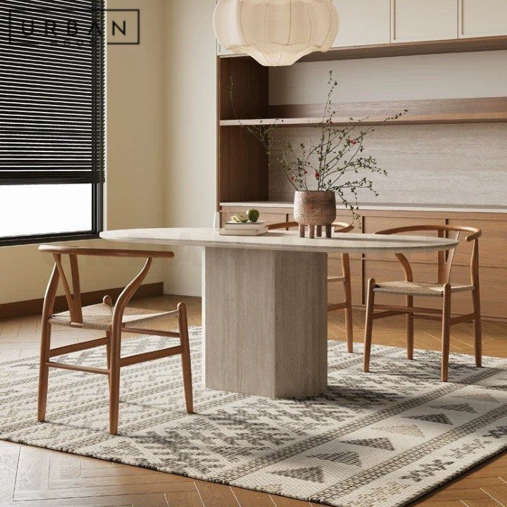 DARLY Modern Travertine Dining Table