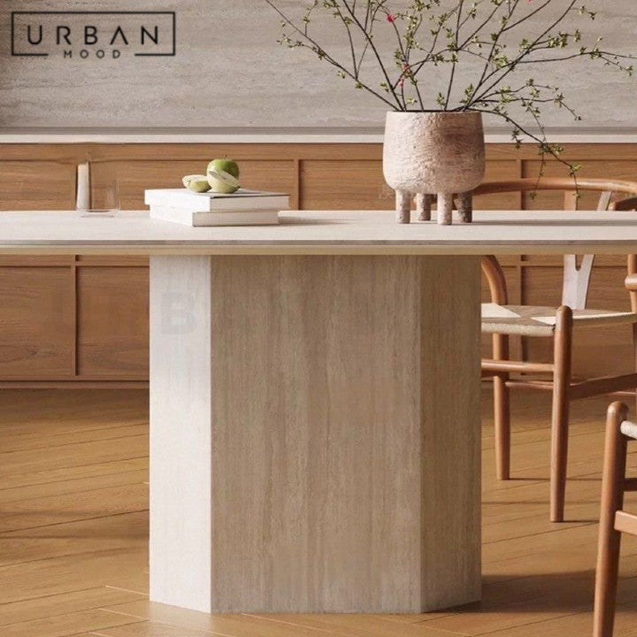 DARLY Modern Travertine Dining Table