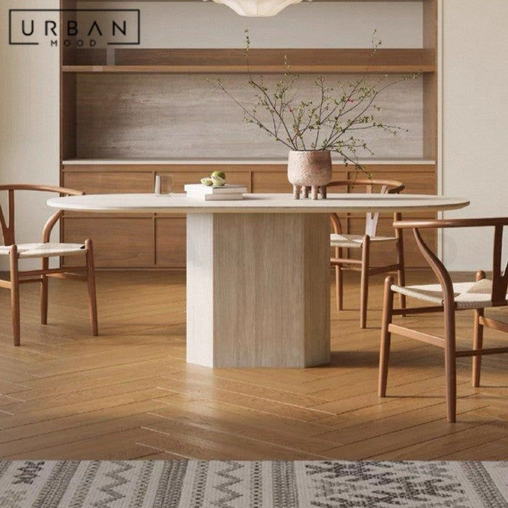 DARLY Modern Travertine Dining Table