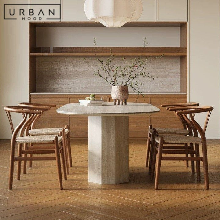 DARLY Modern Travertine Dining Table