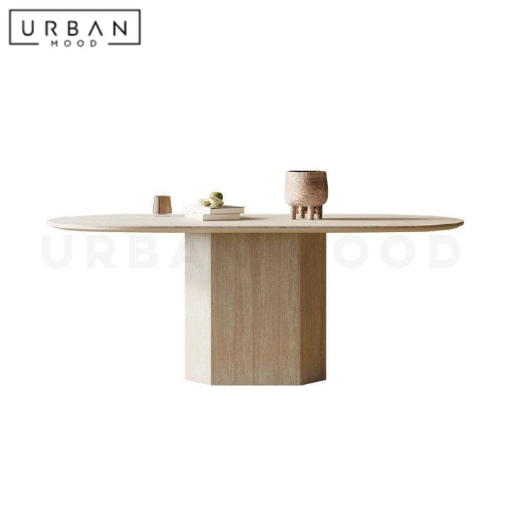 DARLY Modern Travertine Dining Table