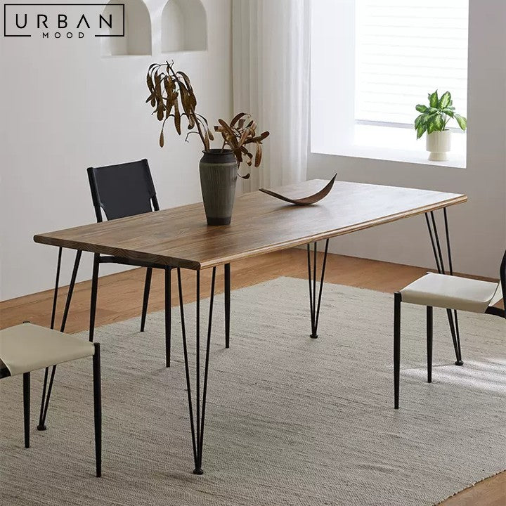 DELGA Industrial Solid Wood Dining Table