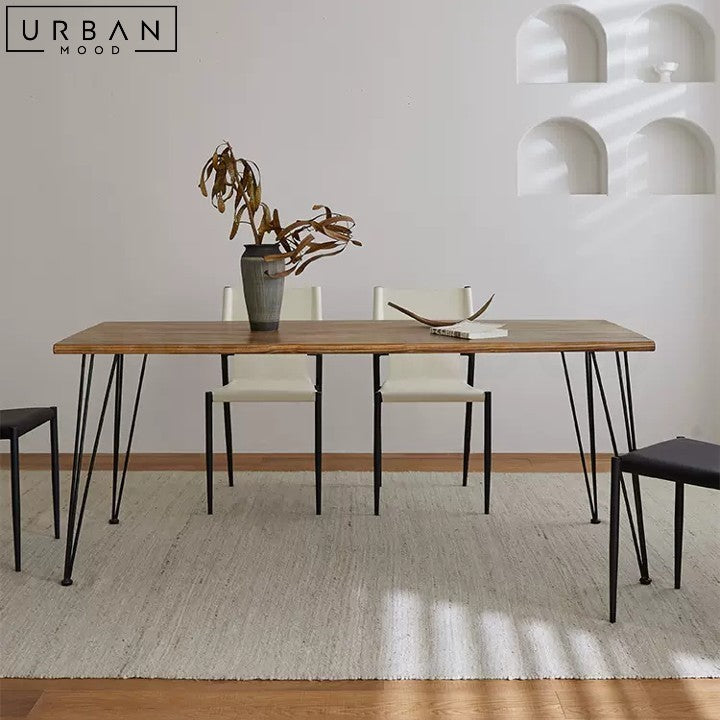 DELGA Industrial Solid Wood Dining Table