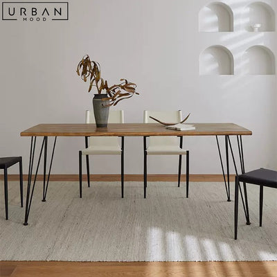 DELGA Industrial Solid Wood Dining Table