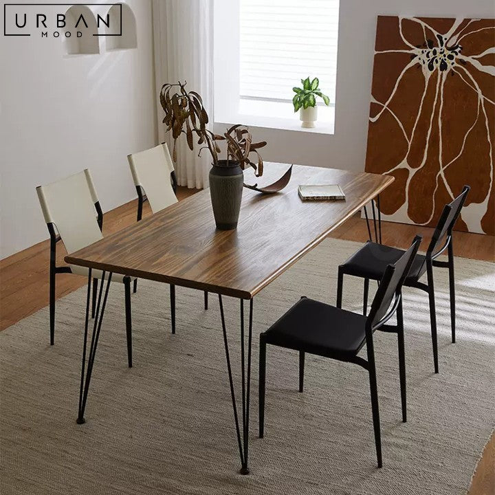 DELGA Industrial Solid Wood Dining Table