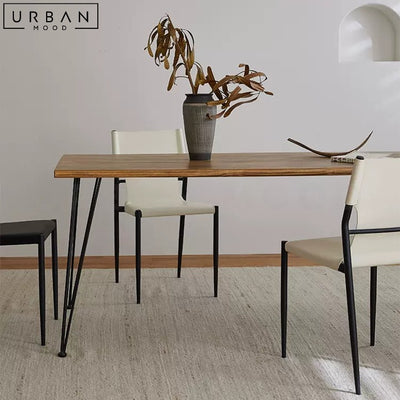 DELGA Industrial Solid Wood Dining Table