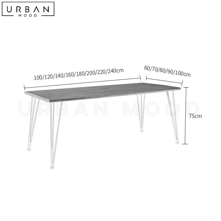 DELGA Industrial Solid Wood Dining Table