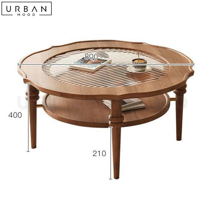 LOROS Vintage Solid Wood Round Coffee Table