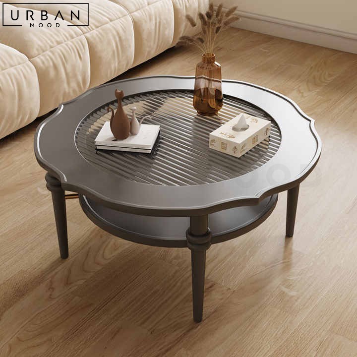 LOROS Vintage Solid Wood Round Coffee Table