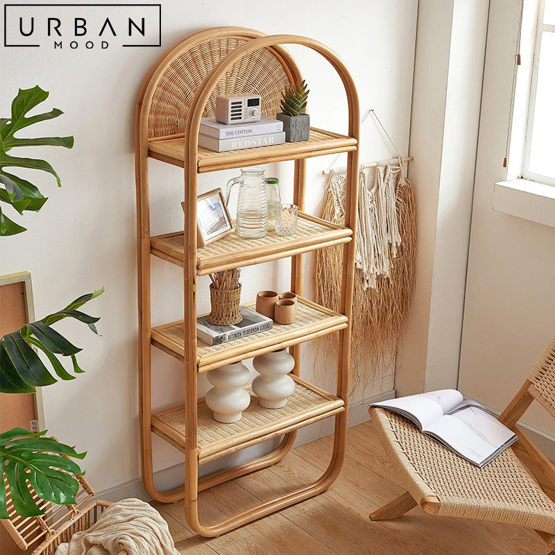 DENI Rustic Rattan Display Shelf