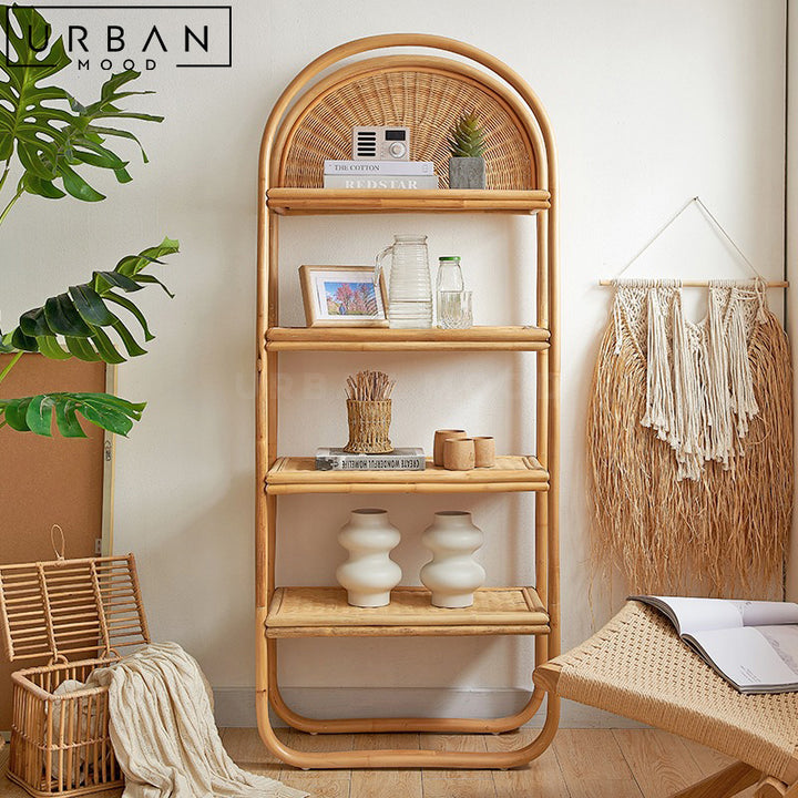 DENI Rustic Rattan Display Shelf