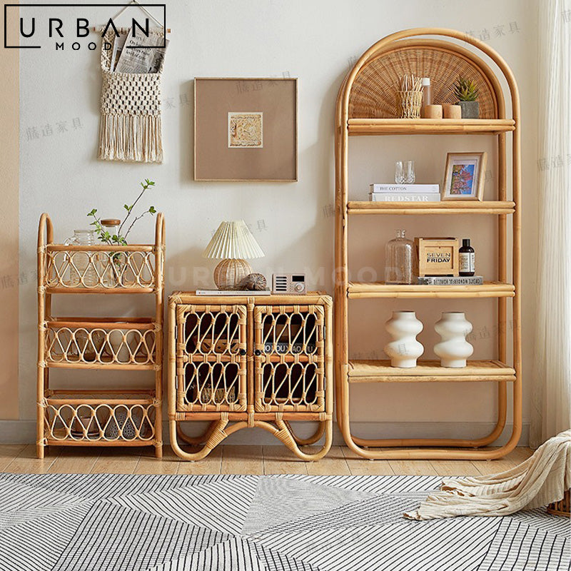 DENI Rustic Rattan Display Shelf