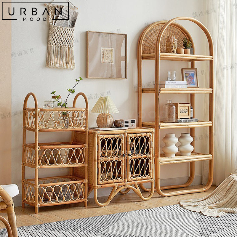 DENI Rustic Rattan Display Shelf