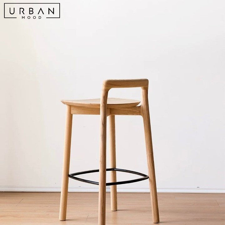 DEO Japandi Solid Wood Bar Stool