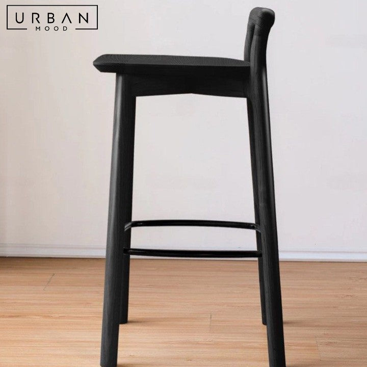 DEO Japandi Solid Wood Bar Stool