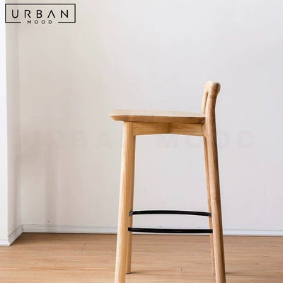 DEO Japandi Solid Wood Bar Stool