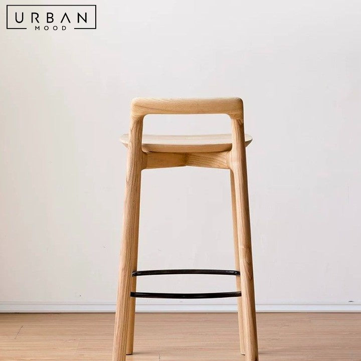 DEO Japandi Solid Wood Bar Stool