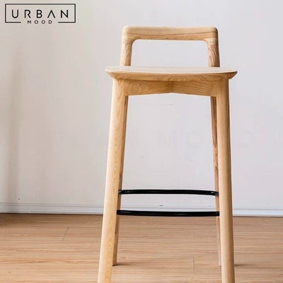 DEO Japandi Solid Wood Bar Stool