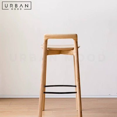 DEO Japandi Solid Wood Bar Stool