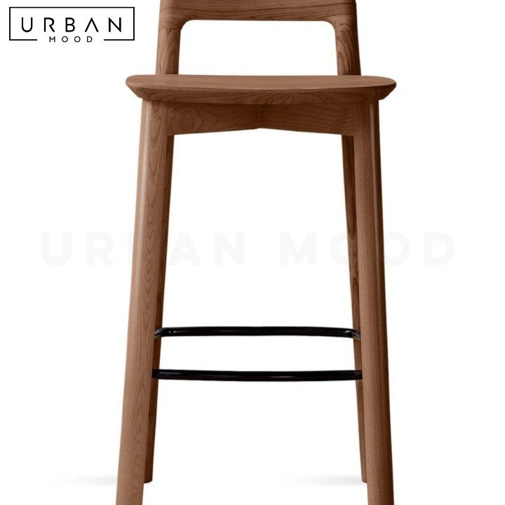 DEO Japandi Solid Wood Bar Stool