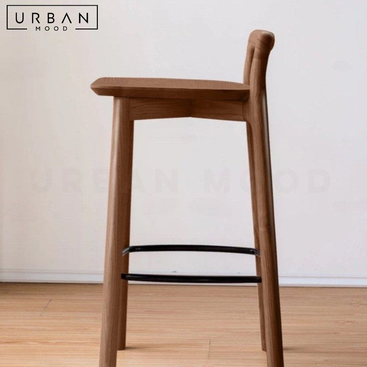 DEO Japandi Solid Wood Bar Stool