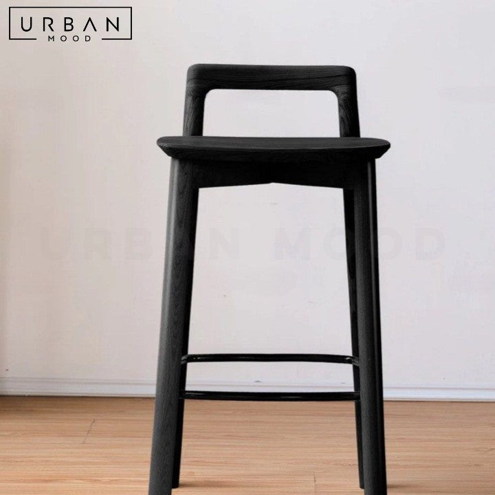 DEO Japandi Solid Wood Bar Stool