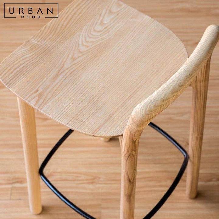 DEO Japandi Solid Wood Bar Stool