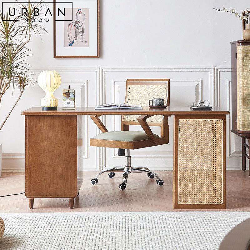 DIRK Rustic Rattan Study Table