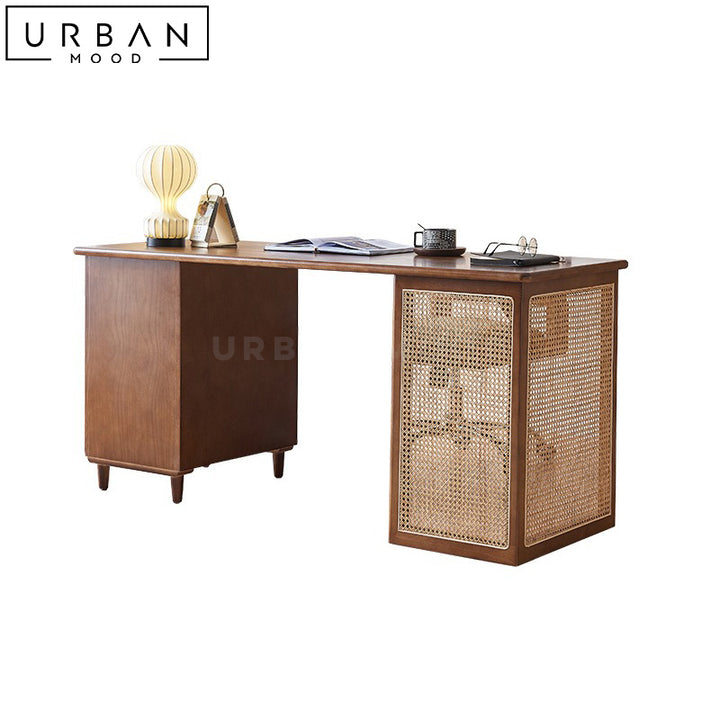 DIRK Rustic Rattan Study Table