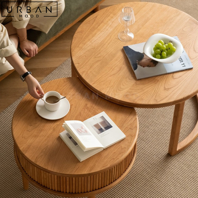 DOLF Japandi Solid Wood Nesting Coffee Table