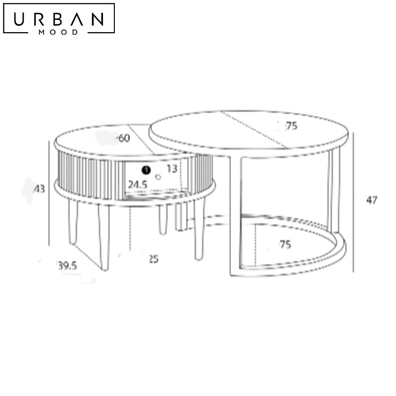 DOLF Japandi Solid Wood Nesting Coffee Table