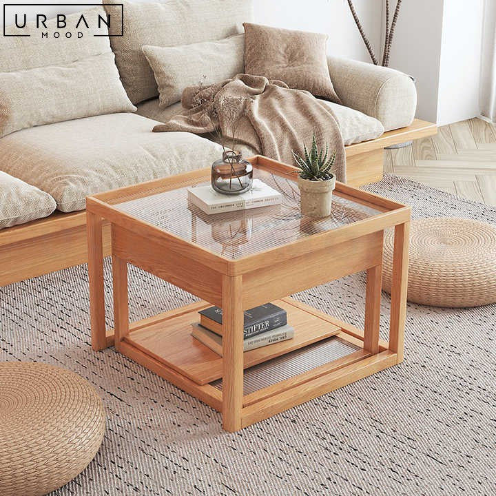 DEFOUR Japandi Solid Wood Nesting Coffee Table