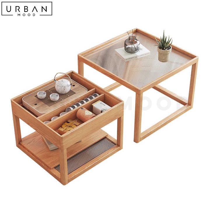 DEFOUR Japandi Solid Wood Nesting Coffee Table