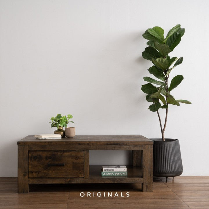 DUSHER Rustic Solid Wood Coffee Table