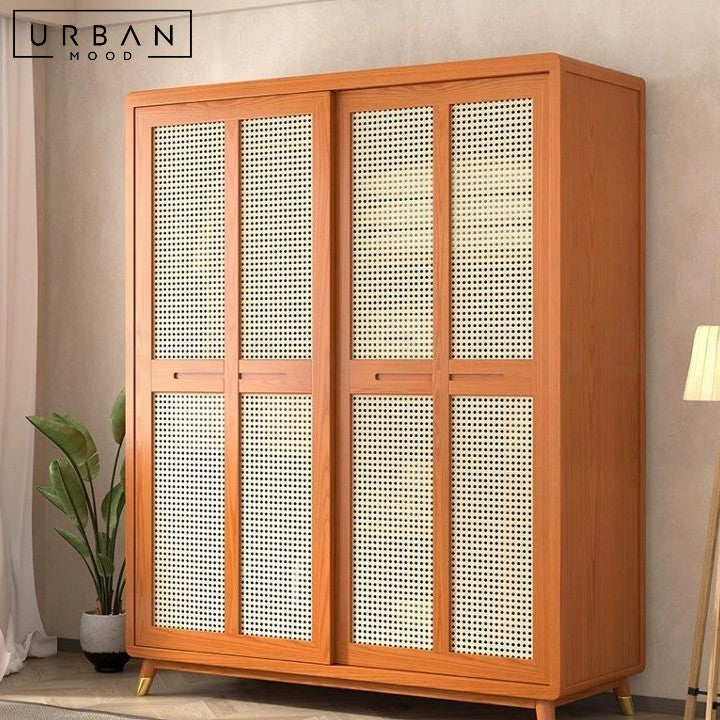 DEWBURY Japandi Rattan Wardrobe