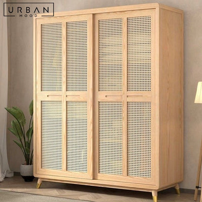 DEWBURY Japandi Rattan Wardrobe