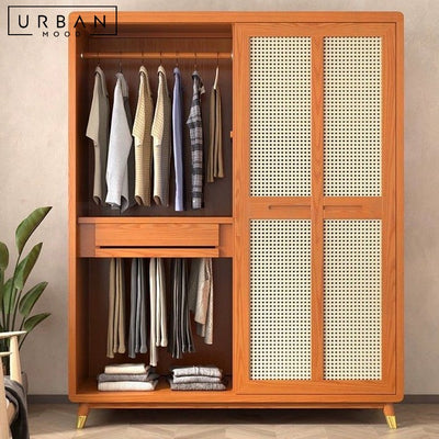 DEWBURY Japandi Rattan Wardrobe