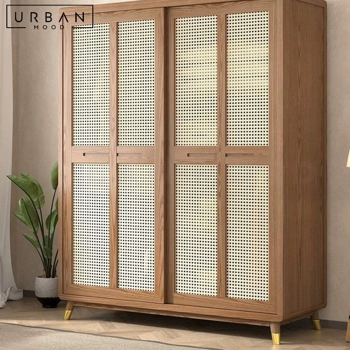 DEWBURY Japandi Rattan Wardrobe