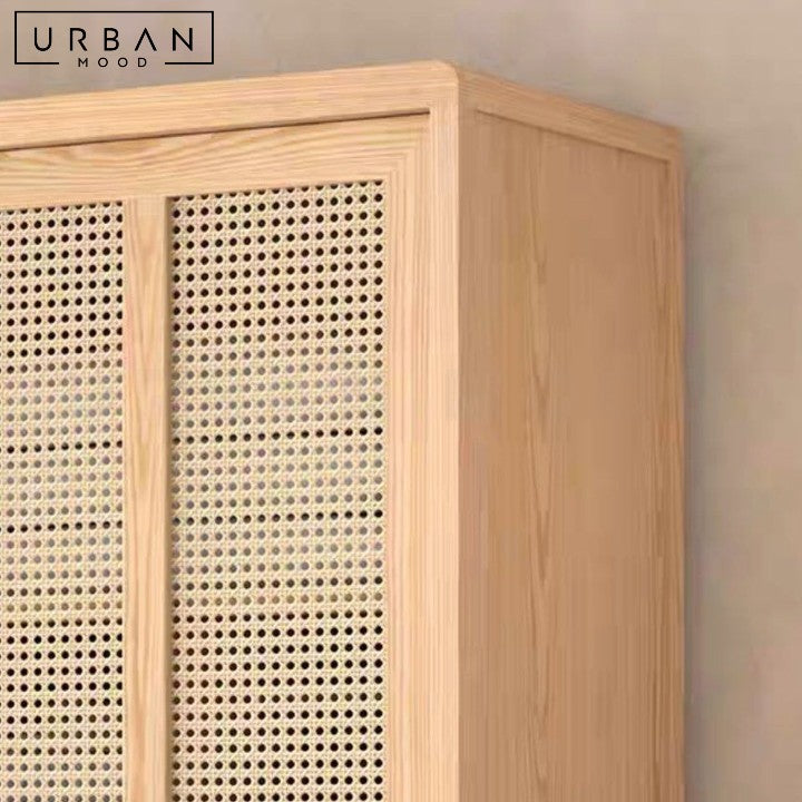 DEWBURY Japandi Rattan Wardrobe