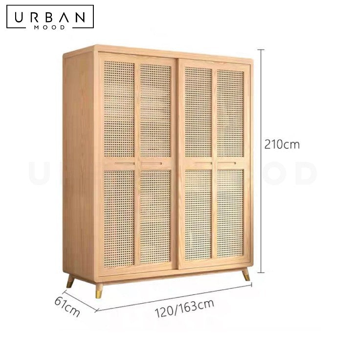 DEWBURY Japandi Rattan Wardrobe