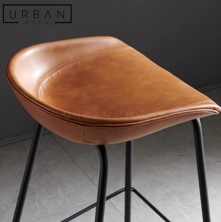 DONNY Modern Industrial Leather Bar Stool