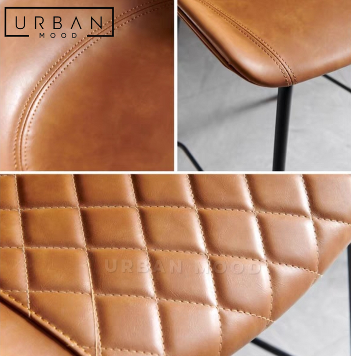 DONNY Modern Industrial Leather Bar Stool