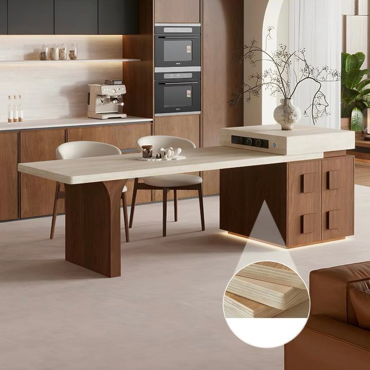 QUARRY Modern Travertine Island Dining Table - Cassa Haus Singapore