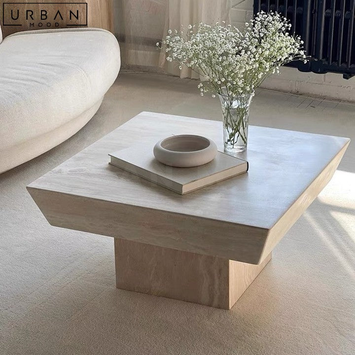 EVRIN Modern Travertine Coffee Table