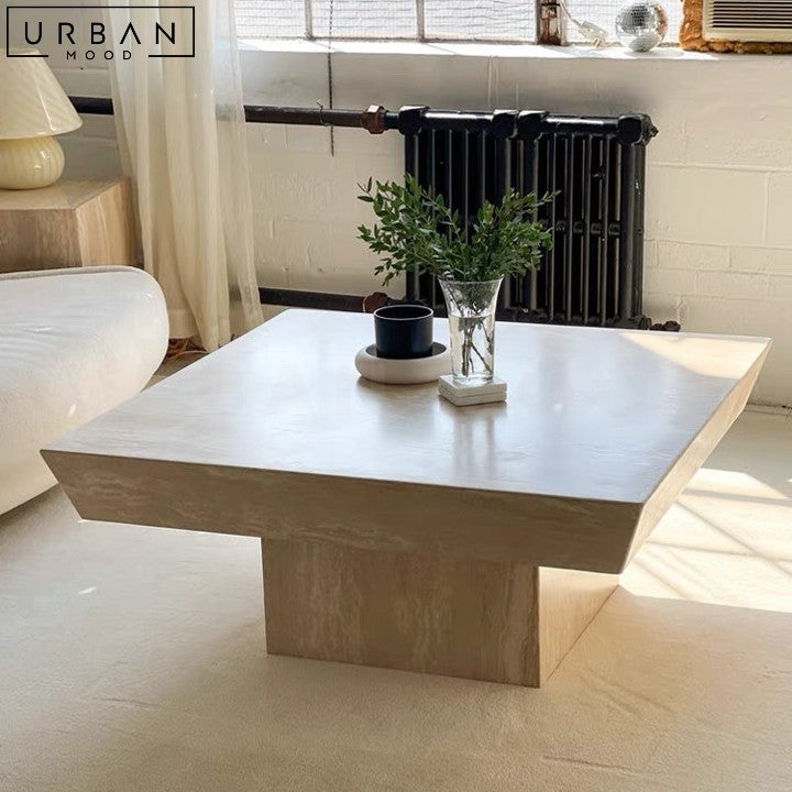 EVRIN Modern Travertine Coffee Table