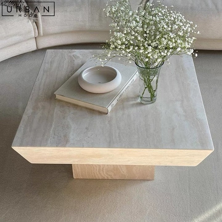 EVRIN Modern Travertine Coffee Table